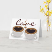 Carte Coupes de café Couple Coeurs et Amour (Fleur jaune)