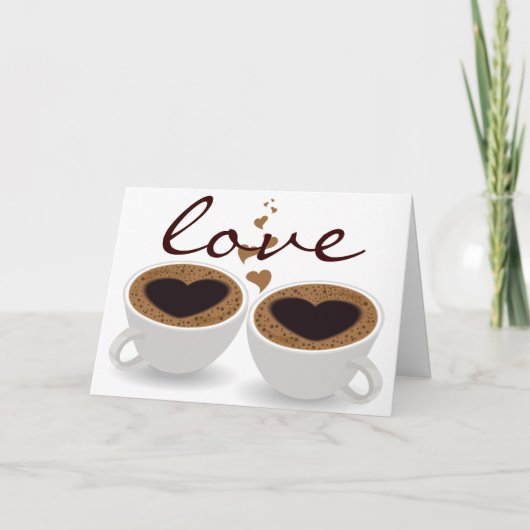 Carte Coupes de café Couple Coeurs et Amour (Devant)
