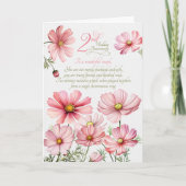 Carte Couple 2e Anniversaire Sentimental Cosmos Rose (Devant)