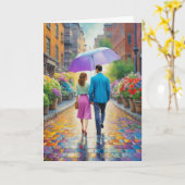 Carte Couple à l'aquarelle se tenant la main Romantique (Fleur jaune)