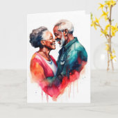 Carte Couple âgé dans un étreinte romantique (Fleur jaune)