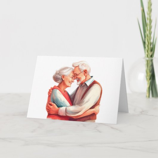 Carte Couple âgé étreinte romantique (Devant)