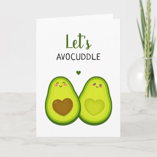 Carte Couple Amour Câlin Romantique Avocat Mignon (Devant)