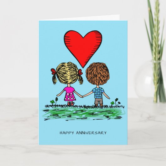 Carte Couple Anniversaire Cute (Devant)