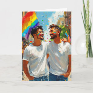 Carte Couple arc-en-ciel affectueux