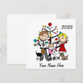 Carte Couple avec bébé fille Trois Chiens en céramique O (Devant / Derrière)