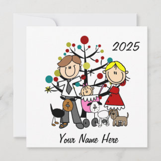 Carte Couple avec bébé fille Trois Chiens en céramique O