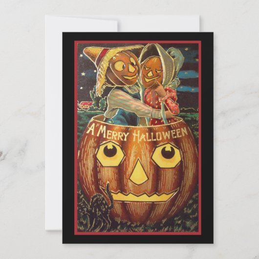 Carte Couple Citrouille vintage d'Halloween (Devant)