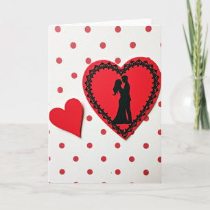 Carte Couple Cœur à Points et Dentelle