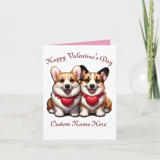 Carte couple Corgi Valentine (Devant)