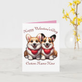 Carte couple Corgi Valentine (Fleur jaune)