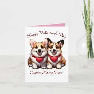 Carte couple Corgi Valentine