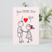 Carte Couple Cute Nom Personnalisé Texte - Je Vous (Debout devant)