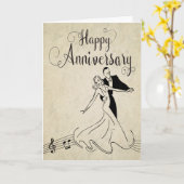 Carte Couple dansant vintage pour un joyeux anniversaire (Fleur jaune)