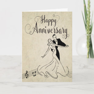 Carte Couple dansant vintage pour un joyeux anniversaire