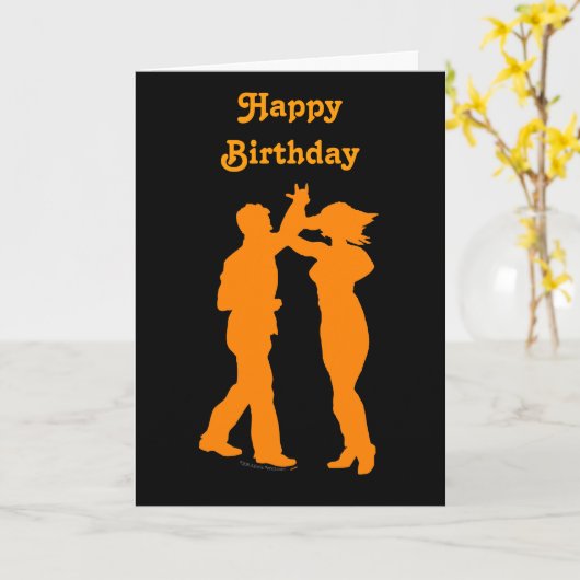 Carte Couple Danse Spin Danser Silhouette (Fleur jaune)