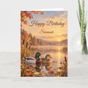 Carte Couple de canards colverts d'automne Anniversaire