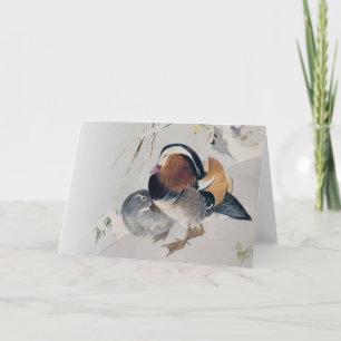 Carte Couple de canards mandarins, Watanabe Seitei