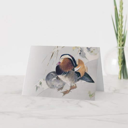 Carte Couple de canards mandarins, Watanabe Seitei (Devant)