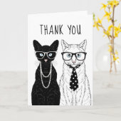 Carte Couple de chats | Ajouter votre texte (Fleur jaune)