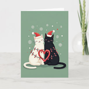 Carte Couple de chats joyeux Noël