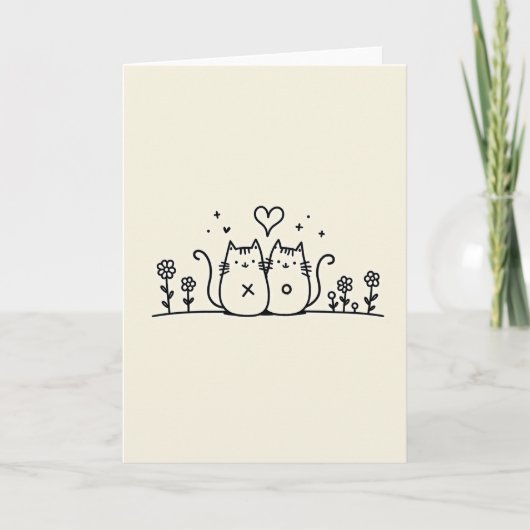 Carte Couple de Chats Mignons (Devant)