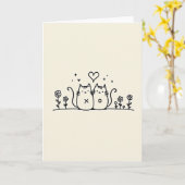 Carte Couple de Chats Mignons (Fleur jaune)