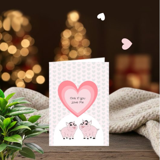 Carte Couple de cochons roses