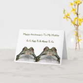 Carte Couple de grenouilles mignonnes : Femme joyeuse : (Fleur jaune)