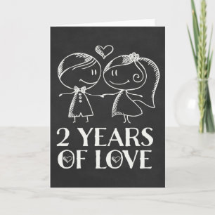 Carte Couple de la Chalk du 2e anniversaire