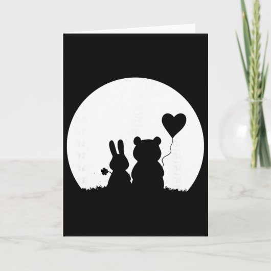 Carte Couple de lapin ours mignon pour la Saint-Valentin (Devant)