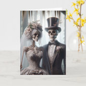 Carte Couple de mariage d'Halloween dans une forêt effra (Fleur jaune)