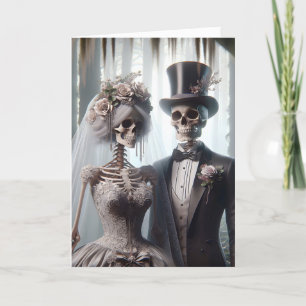 Carte Couple de mariage d'Halloween dans une forêt effra