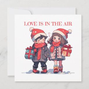 Carte Couple de Noël - L'amour est dans l'air