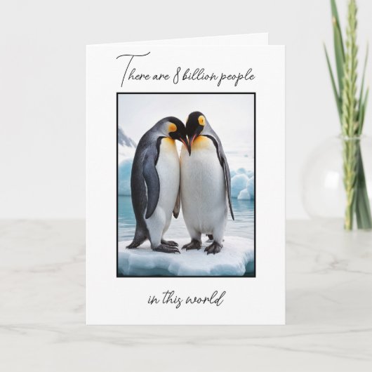 Carte Couple De Pingouin Anniversaire Sur Un Iceberg (Devant)