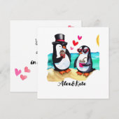 Carte Couple de pingouin drôle, Animaux en amour (Devant / Derrière)
