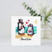 Carte Couple de pingouin drôle, Animaux en amour (Debout devant)