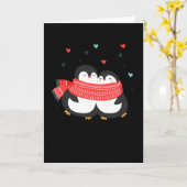 Carte Couple de pingouins mignons Noël Hiver Amour (Fleur jaune)
