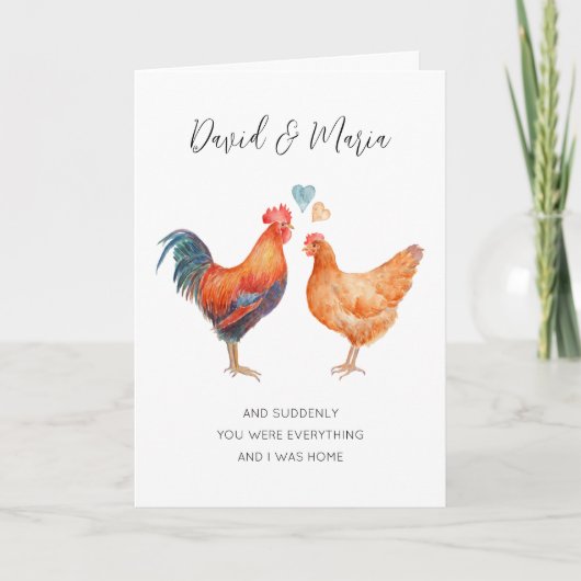 Carte Couple de poulet mignon Vous Aimez Pour Toujours A (Devant)