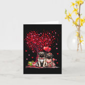 Carte Couple de Pug Cotume Arbre de la Saint-Valentin Cœ (Fleur jaune)