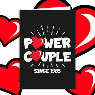 Carte Couple de puissance marié 1985 mignon anniversaire