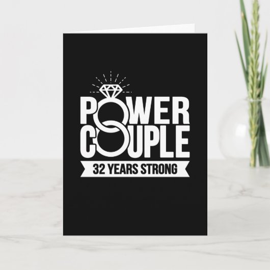 Carte Couple de puissance solide de 32 ans mignon 32e an (Devant)