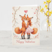 Carte Couple de renard Saint-Valentin Mignon Bois de la (Fleur jaune)