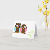 Carte Couple d'hibou sur une branche (Fleur jaune)