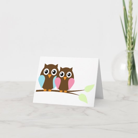 Carte Couple d'hibou sur une branche (Devant)