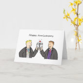 Carte Couple d'hommes gays Joyeux Anniversaire de Mariag (Fleur jaune)