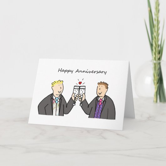 Carte Couple d'hommes gays Joyeux Anniversaire de Mariag (Devant)