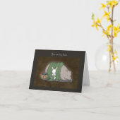 Carte Couple d'ours et de lapin Vous êtes ma maison Anni (Fleur jaune)