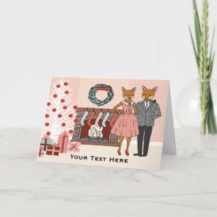 Carte Couple Fox de Noël personnalisable
