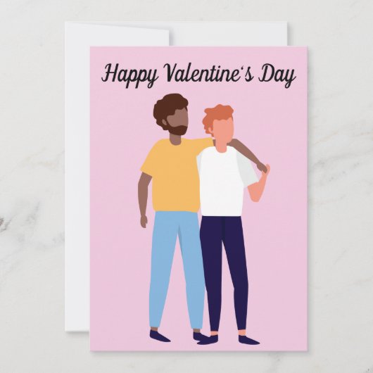 Carte Couple gay inter-racial deux hommes Saint-Valentin (Devant)